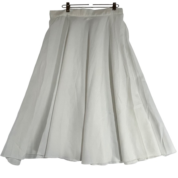 Vintage‎ 80s Style Plus White Midi Skirt Flowy Plus Career Size L/XL - Picture 1 of 6